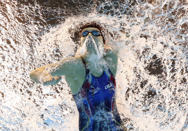 United States' Katie Ledecky starts the women's 800-meter freestyle final during the swimming competitions at the 2016 Summer Olympics, Friday, Aug. 12, 2016, in Rio de Janeiro, Brazil. (AP Photo/Lee Jin-man)